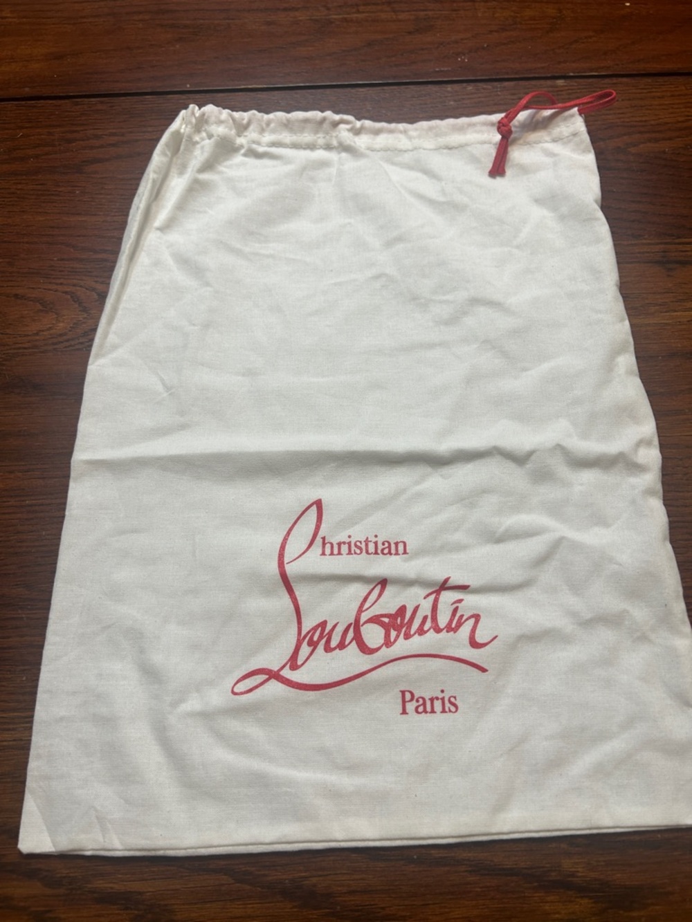Christian Louboutin Signature Cotton Drawstring Dust Bag White 15.5” X 11.5”